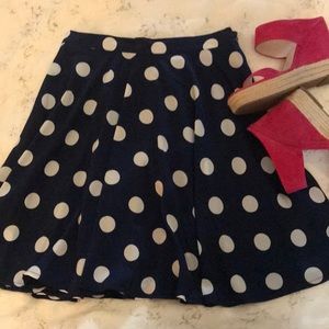 Stitch Fix Pixley navy polka dot skirt M